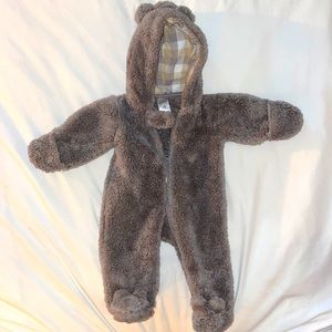 Carter’s nb hooded fleece zip-up cozy footed suit with foldable hand mittens